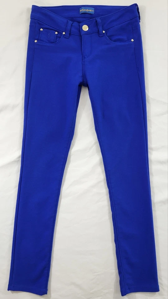 Женские брюки Yves Saint Laurent синие размер 27 талия 27 дюймов хлопок эластичные YSL 2015 - Изображение 1 из 4