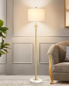 Gold Floor Lamp Living Room Modern Floor Standing with Lampshade 3 Colours - Picture 1 of 5