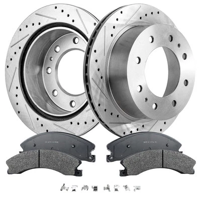 Kit de pastillas y freno de disco para Chevy Silverado 2500 HD 11-19 trasero diestro perforado cruzado Foto 1 de 4