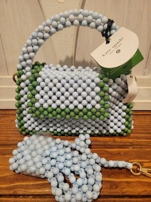 Kate Spade + Target 斜挎包色块串珠绿色/蓝色钱包全新带标签 — 第 1/4 张图片