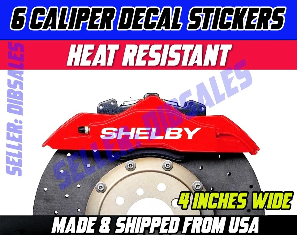 Adesivo adesivo 6 Shelby pinça de vinil freio branco resistente ao calor 4 polegadas de largura - Imagem 1 de 1