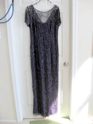 NWOT Vintage Purple Beaded Gown-Size M/L  Tall-(can be shortened)Adrianna Papell - Image 1 of 3