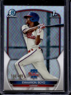 2023 Bowman Emaarion Boyd Chrome Refractor 1st Prospect #156/499 Phillies - Image 1 of 2