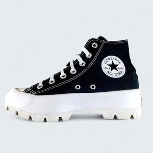 Converse Damengröße 7 hoch geschnittene Chuck Taylor schwarz-weiße Plateau-Sneaker - Bild 1 von 8