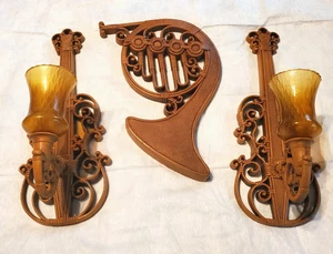 Applique violino vintage HOMCO musica arte da parete placche nido d'ape piolo votivo corno francese - Foto 1 di 17