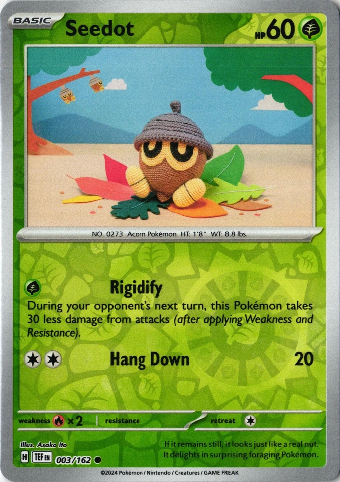 Seedot Reverse Holo Common Pokemon SV05: Temporal Forces TEF EN 003/162 NM - Image 1 of 1