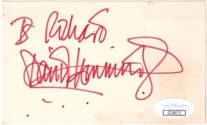 DAVID HEMMINGS (d. 2003) signierte 3x5 Karteikarte Live It Up! JSA CC38075 - Bild 1 von 1