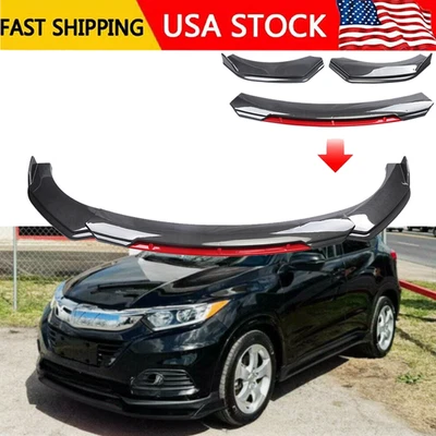 Carbon Fiber Red Front Bumper Lip/ Spoiler Splitter Kits For Honda HR-V 16-2024 Foto 1 de 4