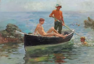 Reproducción artística de pintura de jersey naranja de Henry Scott Tuke - Imagen 1 de 3