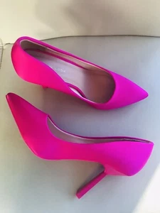 💕NEW LOOK💕Hot Pink💕Satin💕Stilettos💕Heels💕Shoes💕Uk 4💕BNWOB💕💕💕 - Picture 1 of 13