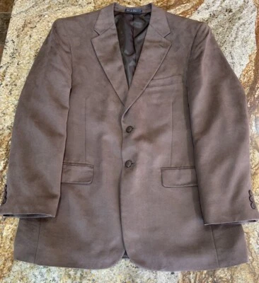 Jeffrey Banks Mens Sport Coat 42R Brown Supra Suede 3 Button Jacket Business - Image 1 of 4