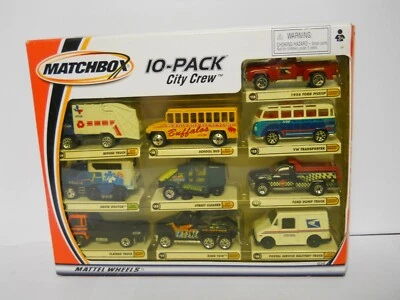 Matchbox Mattel Wheels 10-Pack City Crew Vehicle Die Cast Set 92345 Scale 1:64 - Image 1 of 4