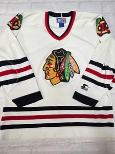 Maglia Starter Vintage NHL Chicago Blackhawks Bianca Taglia XXL - Foto 1 di 9