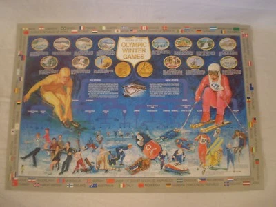 PÓSTER VINTAGE 1980 LAKE PLACID HISTORIA DE LOS JUEGOS OLÍMPICOS DE INVIERNO CON RÉCORDS Foto 1 de 4