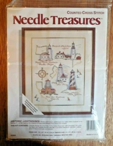 NEW JCA Needle Treasures Cross Stitch Kit #02664 "Historic Lighthouses" sz 14x18 - Picture 1 of 3