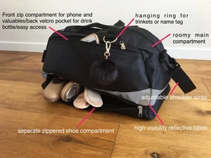 DANCE BAG - UNISEX SPORT GYM TRAVEL Silver Reflective With Shoe Compartment - Picture 1 of 6