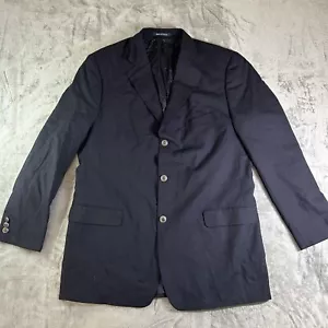 Alan Flusser 44L Mens Sportcoat Vintage 3-Button 100% Wool Blazer Jacket Blue - Picture 1 of 10