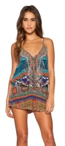 Camilla Size 1 (8/10AU) Braided Nation Embellished Silk Playsuit Designer Boho - Picture 1 of 16