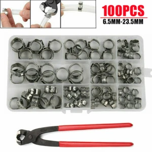 Juego de 100 piezas de abrazadera de manguera surtido de acero inoxidable anillos de cincha engarce pellizcos - Imagen 1 de 16