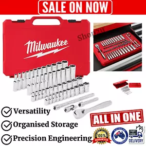 MILWAUKEE 50pce 1/4" Drive Ratchet & Socket SAE (Imperial & Metric) Set 48229004 - Picture 1 of 7