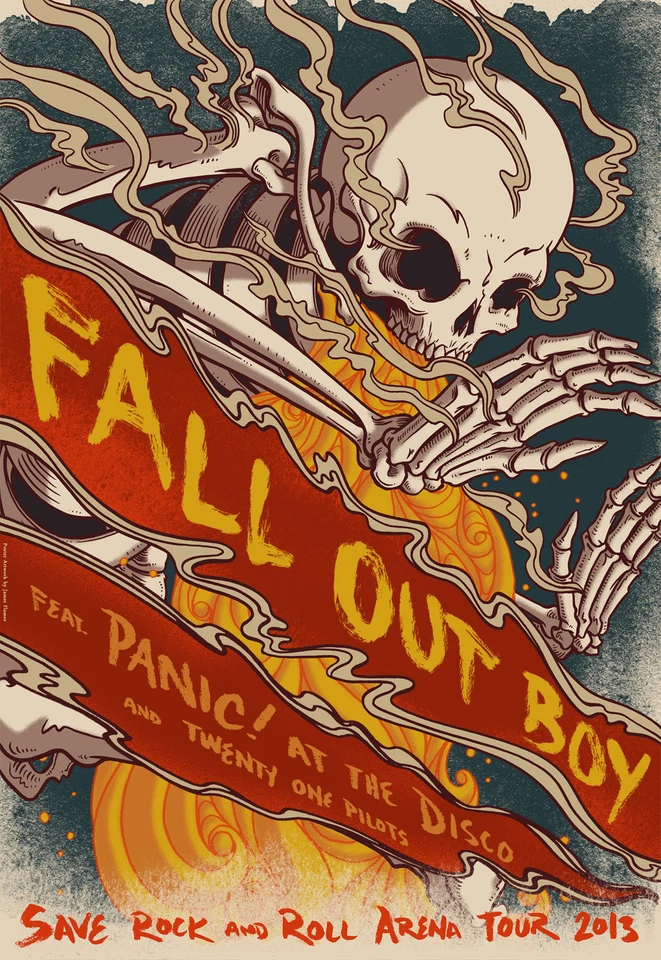 FALL OUT BOY/PANIC! AT THE DISCO "SAVE R & R ARENA TOUR 2013" USA CONCERT POSTER - Image 1 of 1
