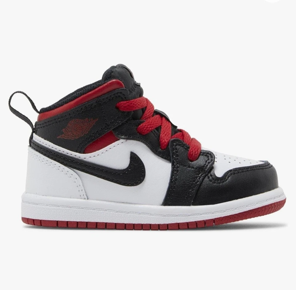 Nike Air Jordan 1 Mid TD Black Gym Red Size 5c 640735 122
