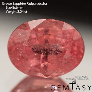 Cut stone - Sapphire Padparadscha Czochralski Pulled lab grown 8x6mm 1.89-2.04ct - Picture 1 of 4
