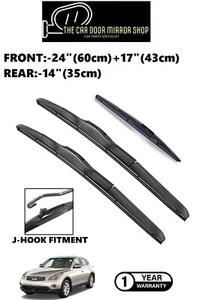 Juego limpiaparabrisas delantero 24"17" trasero 14" nuevo para Infiniti EX 2009-2014 - Imagen 1 de 17