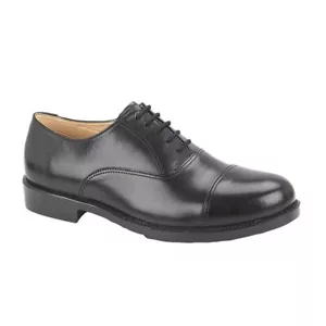 Zapatos Oxford Grafters M490A Cadet Parade cuero negro suela de goma Reino Unido 3-12 - Imagen 1 de 2
