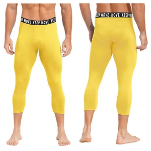 Men's Athletic 3/4 Compression Pants Outdoor Tights Sports Base Layer Pants - Picture 1 of 56
