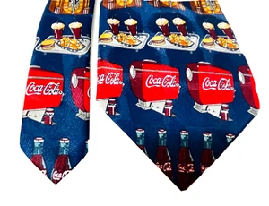 Vintage NOS Coca Cola Mens Necktie Black Red Coke Bottles Made In Korea EUC - Picture 1 of 10