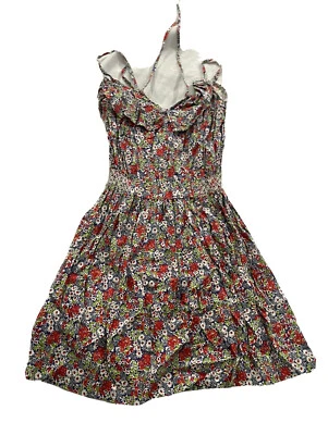 合作礼服 S 码长 34 英寸花卉荷叶边人造丝可调肩带 #ST29 — 第 1/4 张图片