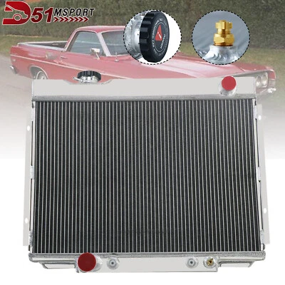 3 Row Aluminum Radiator Fit 1968-1970 Ford Mustang Torino Ranchero Fairlane V8 Foto 1 de 4