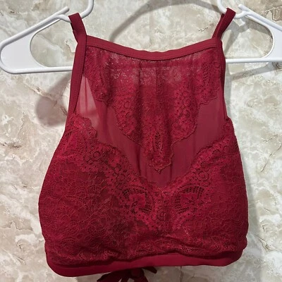 Xhilaration Bralette de Encaje Acolchado Borgoña Rojo Lencería Top 16W Foto 1 de 4