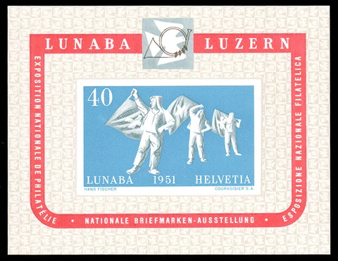 Switzerland #B206 MNH S/S 1951 40c LUNABA Cover