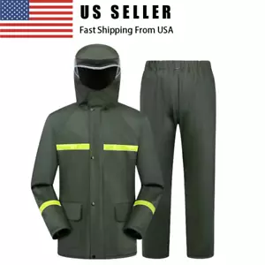 Waterproof Rain Suits Heavy Duty Raincoat Fishing Rain Gear Jacket And Pants Men - Picture 1 of 16