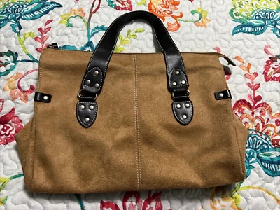 St. John's Bay Suede Purse Tan w/Brown accents/USED - Image 1 of 4