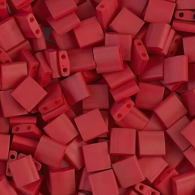 Miyuki Tila Beads 5mm 2-hole Square Matte Metallic Dark Maroon 7.2GM - Image 1 of 3