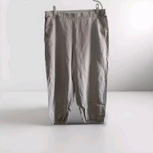 Eileen Fisher Plus Khaki Tan Tencel Linen Crop Ankle Pull On Pants XL MINIMALIST - Picture 1 of 9