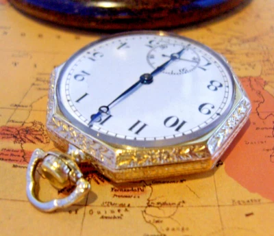 Reloj Bolsillo Swiss Buren Lleno de Oro 10ct Años 20 Antiguo 7 Joyas Estuche Delgado Fwo Foto 1 de 4