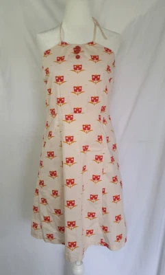 全新 带标签 Anthropologie 薄纱女式象牙红色吊带花卉连衣裙 M — 第 1/4 张图片