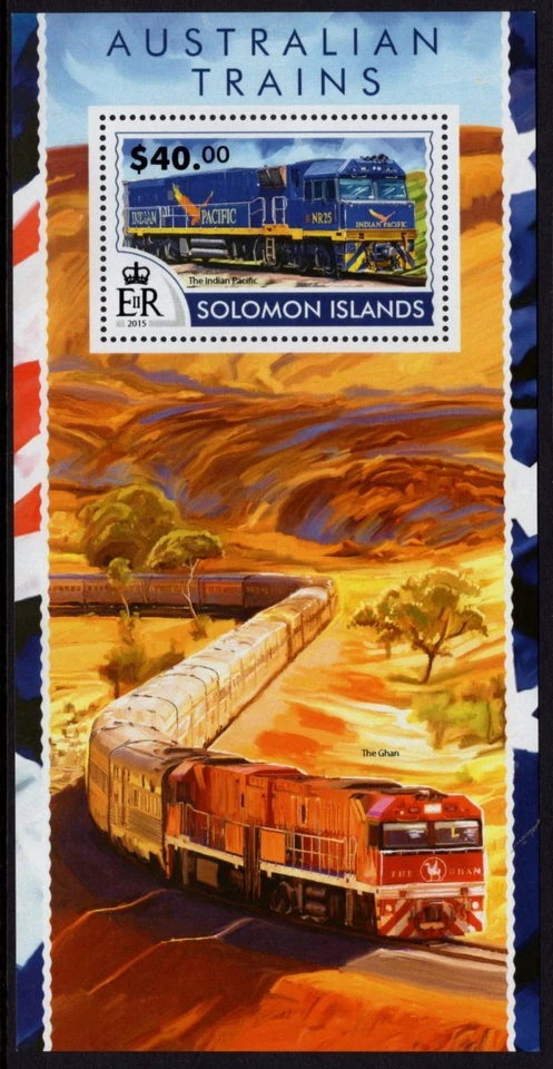 Islas Salomón - 2015 'trenes australianos' hoja miniatura $40 MNH [D6692] Foto 1 de 1