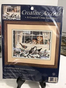 Dimensions Cross Stitch Kit Birds & Cats New Vintage 1998 & Free Thread - Picture 1 of 8