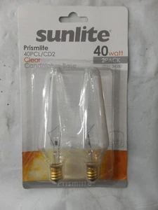 Sunlite Prismlite 40pcl / Cd2 Candelabra Base 40 Watt Bulb 2 Pack (Case Of 6) 12 - Picture 1 of 5