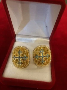 Sterling Silber 925 Manschettenknöpfe für christlichen Klerus Handarbeit mit Granada Steinen - Bild 1 von 2