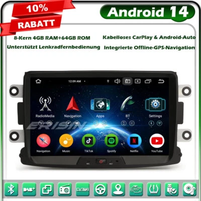4+64GB Android 14 Autoradio GPS Navi BT Renault Dacia Duster Logan Dokker Lodgy - Bild 1 von 4