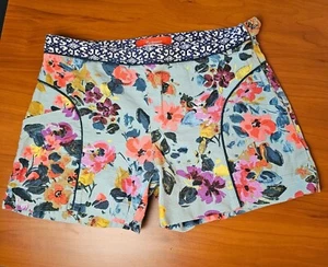 Anthropologie Cartonnier Shorts Textured Cotton Blend Blue W/ Floral Pattern 6 - Picture 1 of 7