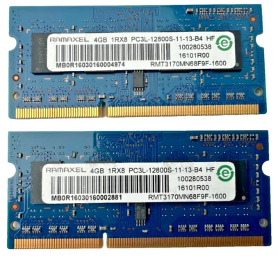 8GB Ramaxel DDR3L PC3L-12800 1.35V 2x 4GB Laptop memory RAM SODIMM rmt3170mn68f9 - Image 1 of 4