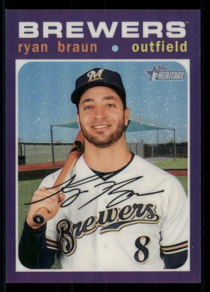 2020 Topps Heritage Chrome Purple Refractors #THC321 Ryan Braun - Image 1 of 2