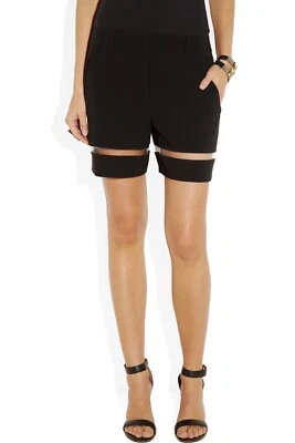 Shorts ALEXANDER WANG Suspensão Recorte Crepe & Fishline Preto 8 EUA, 12 Reino Unido, NOVO - Imagem 1 de 4